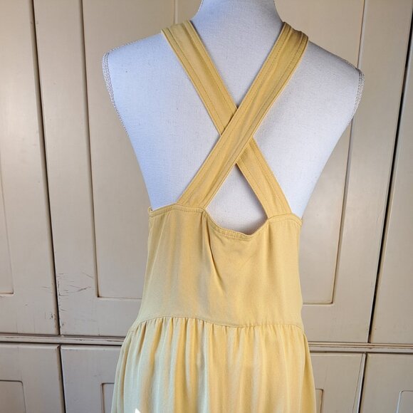 REISS Orla Butter Yellow Halter Midi Dress Crossover Neck Keyhole US Size 8 - Picture 16 of 16